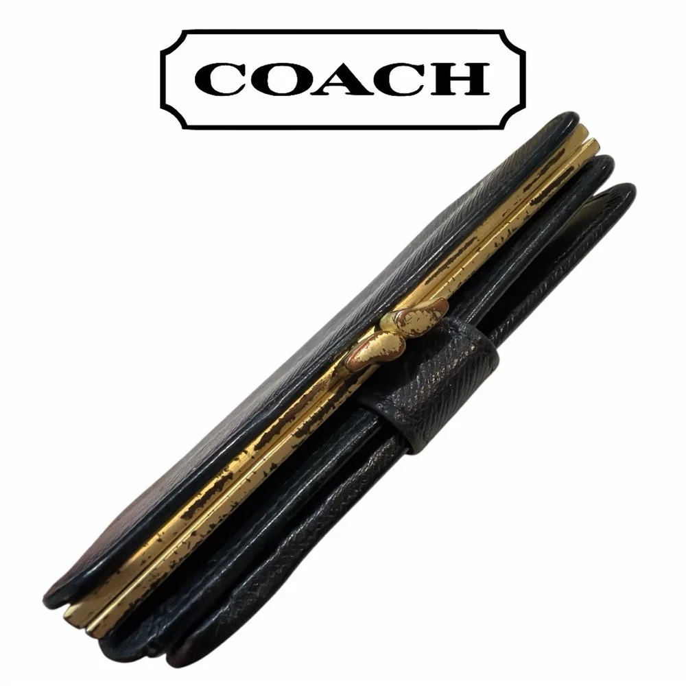 Coach‎ VINTAGE Black Kisslock Bifold Wallet